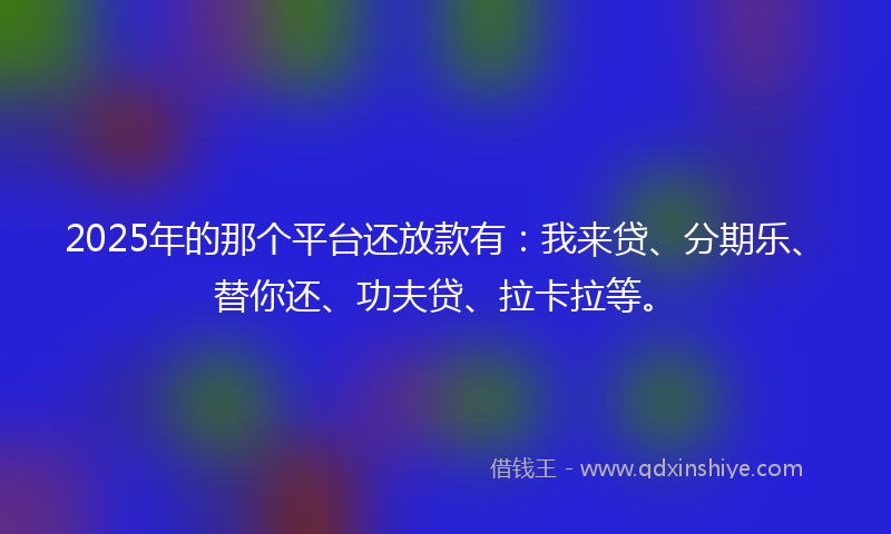 2025年的那个平台还放款有：我来贷、分期乐、替你还、功夫贷、拉卡拉等。