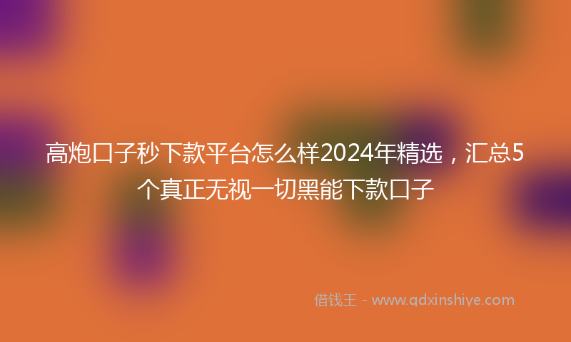 高炮口子秒下款平台怎么样2024年精选，汇总5个真正无视一切黑能下款口子