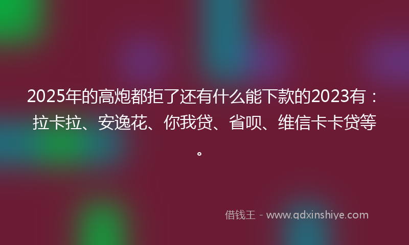 2025年的高炮都拒了还有什么能下款的2023有：拉卡拉、安逸花、你我贷、省呗、维信卡卡贷等。