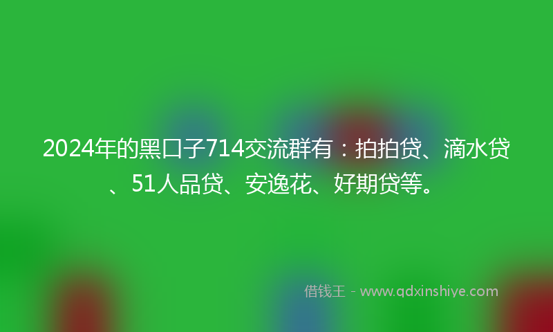 2024年的黑口子714交流群有：拍拍贷、滴水贷、51人品贷、安逸花、好期贷等。