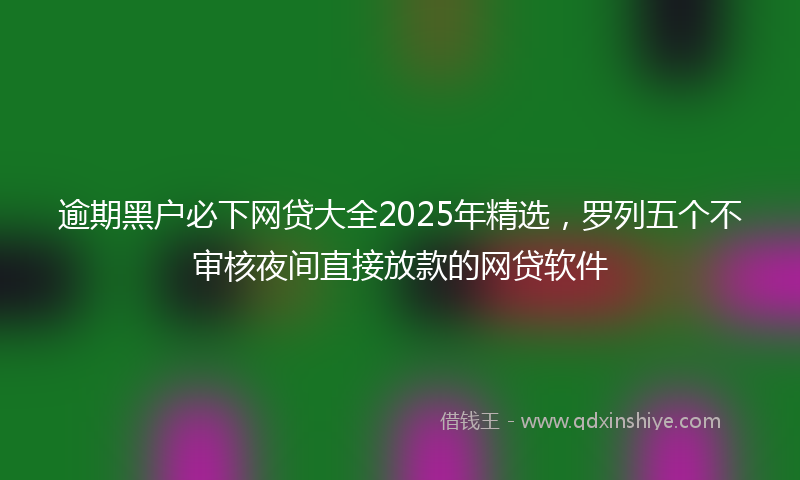 逾期黑户必下网贷大全2025年精选，罗列五个不审核夜间直接放款的网贷软件