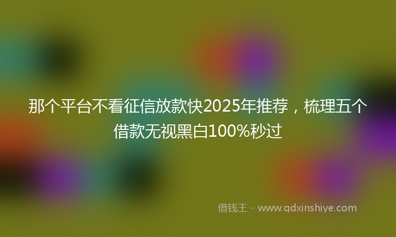 那个平台不看征信放款快2025年推荐，梳理五个借款无视黑白100%秒过