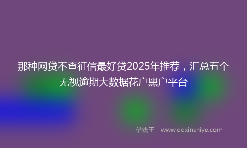 那种网贷不查征信最好贷2025年推荐，汇总五个无视逾期大数据花户黑户平台