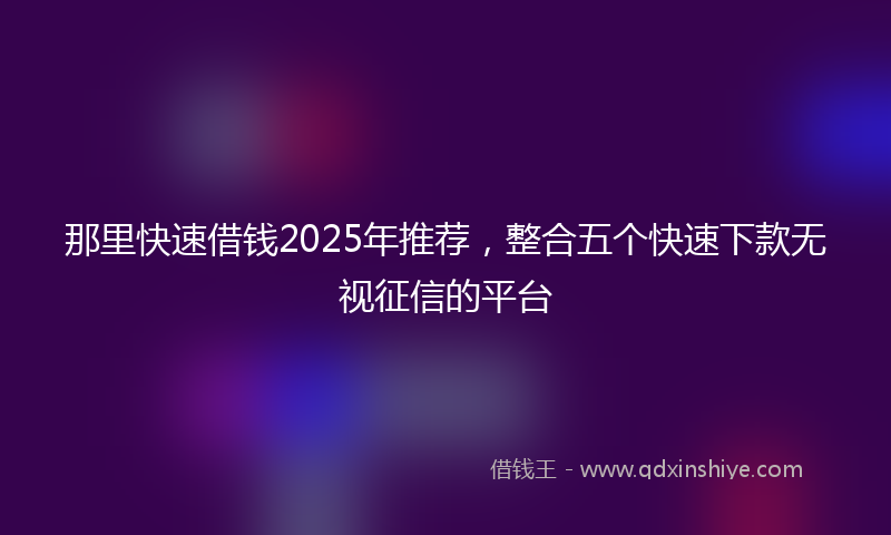 那里快速借钱2025年推荐，整合五个快速下款无视征信的平台