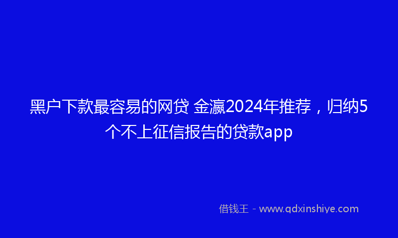 黑户下款最容易的网贷 金瀛2024年推荐，归纳5个不上征信报告的贷款app