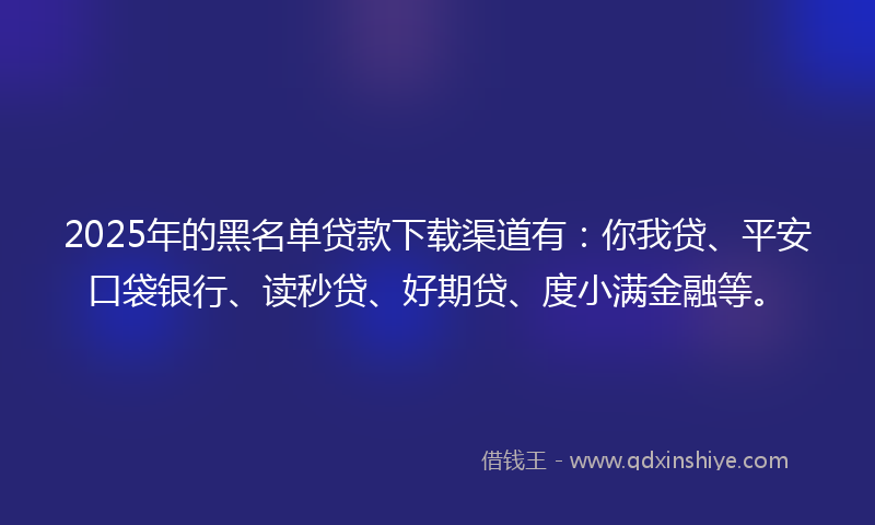 2025年的黑名单贷款下载渠道有：你我贷、平安口袋银行、读秒贷、好期贷、度小满金融等。