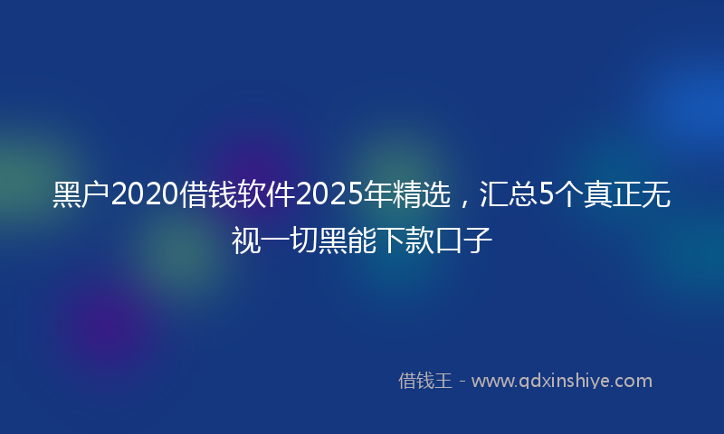 黑户2020借钱软件2025年精选，汇总5个真正无视一切黑能下款口子