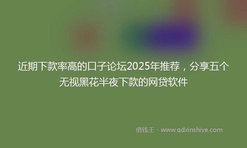 近期下款率高的口子论坛2025年推荐，分享五个无视黑花半夜下款的网贷软件