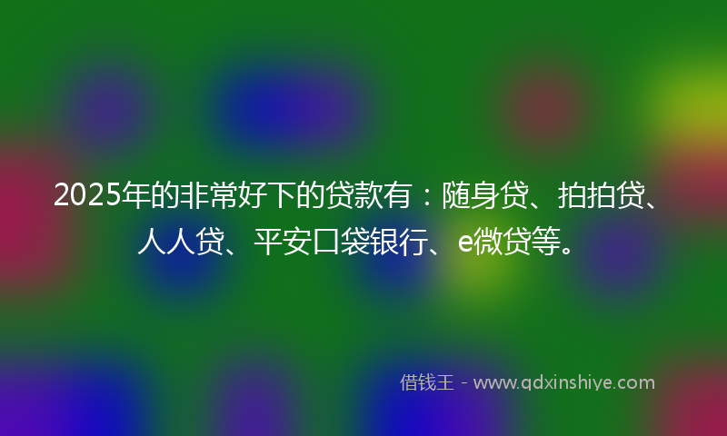 2025年的非常好下的贷款有：随身贷、拍拍贷、人人贷、平安口袋银行、e微贷等。