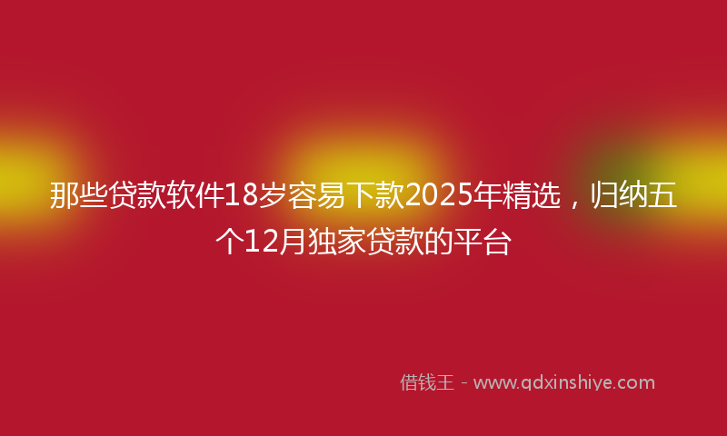 那些贷款软件18岁容易下款2025年精选，归纳五个12月独家贷款的平台