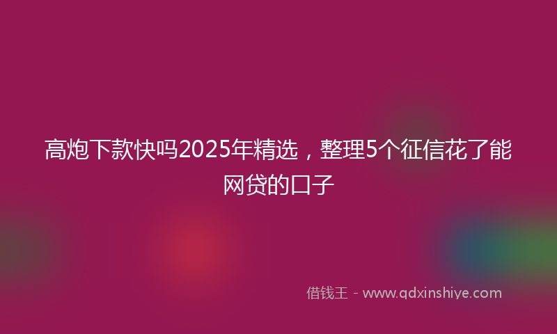 高炮下款快吗2025年精选，整理5个征信花了能网贷的口子