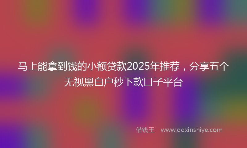 马上能拿到钱的小额贷款2025年推荐，分享五个无视黑白户秒下款口子平台