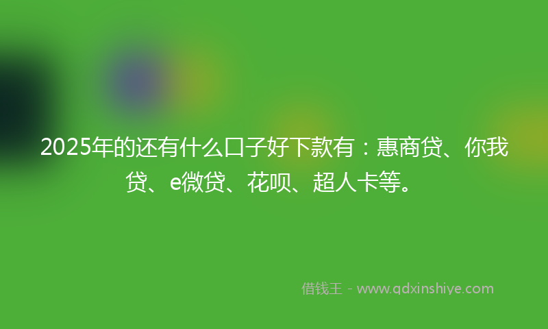 2025年的还有什么口子好下款有：惠商贷、你我贷、e微贷、花呗、超人卡等。