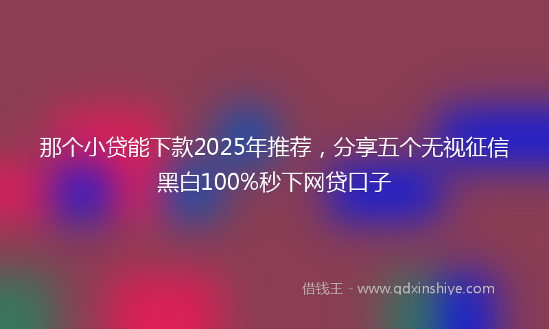 那个小贷能下款2025年推荐，分享五个无视征信黑白100%秒下网贷口子
