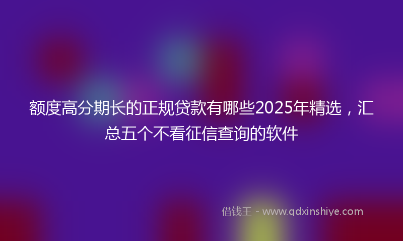 额度高分期长的正规贷款有哪些2025年精选，汇总五个不看征信查询的软件