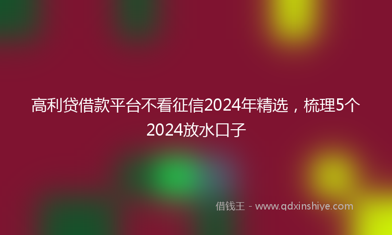 高利贷借款平台不看征信2024年精选，梳理5个2024放水口子