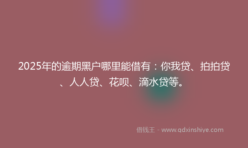2025年的逾期黑户哪里能借有：你我贷、拍拍贷、人人贷、花呗、滴水贷等。