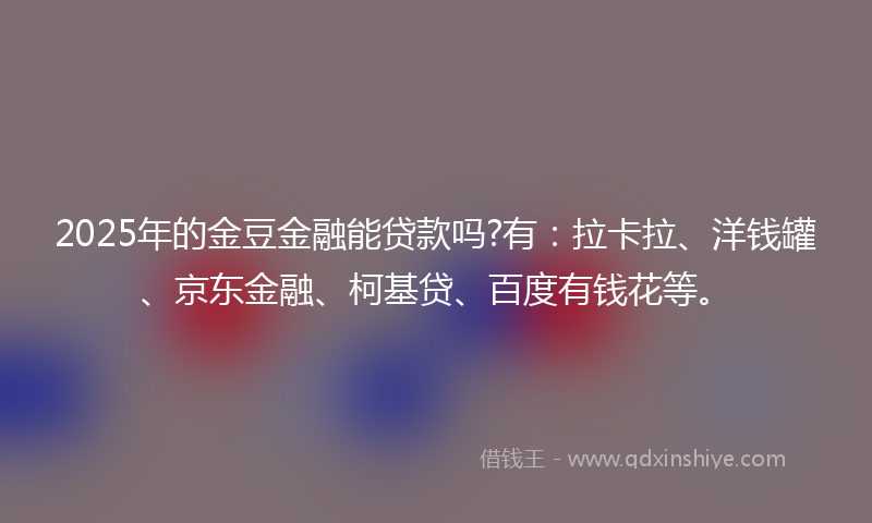 2025年的金豆金融能贷款吗?有：拉卡拉、洋钱罐、京东金融、柯基贷、百度有钱花等。