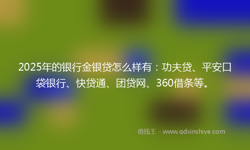 2025年的银行金银贷怎么样有：功夫贷、平安口袋银行、快贷通、团贷网、360借条等。