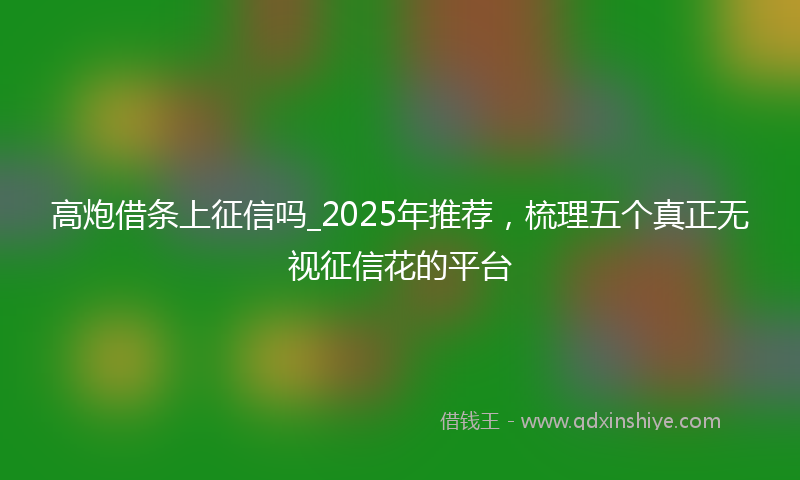 高炮借条上征信吗_2025年推荐，梳理五个真正无视征信花的平台