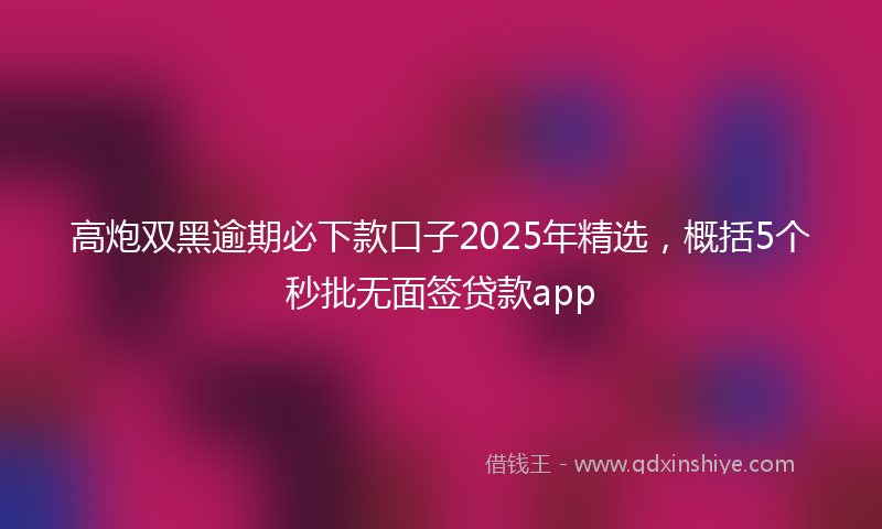高炮双黑逾期必下款口子2025年精选，概括5个秒批无面签贷款app