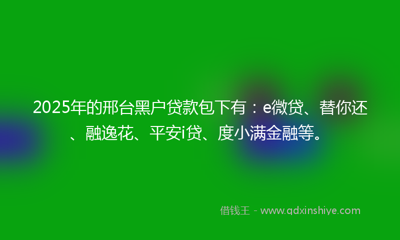 2025年的邢台黑户贷款包下有：e微贷、替你还、融逸花、平安i贷、度小满金融等。