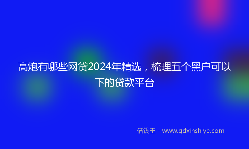 高炮有哪些网贷2024年精选，梳理五个黑户可以下的贷款平台