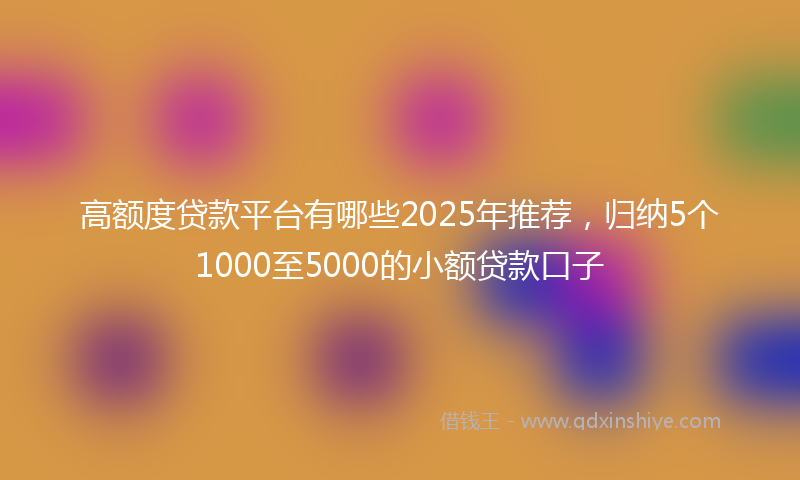 高额度贷款平台有哪些2025年推荐，归纳5个1000至5000的小额贷款口子