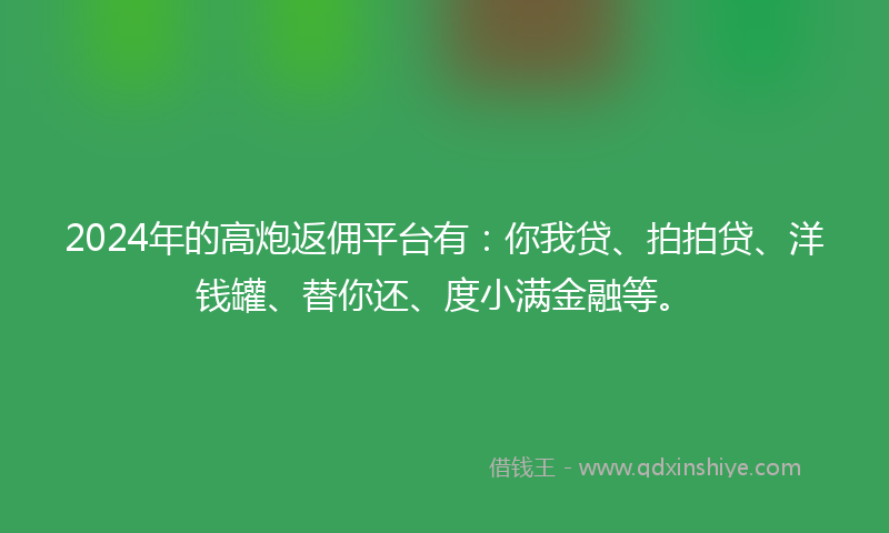 2024年的高炮返佣平台有：你我贷、拍拍贷、洋钱罐、替你还、度小满金融等。