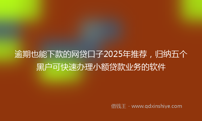 逾期也能下款的网贷口子2025年推荐，归纳五个黑户可快速办理小额贷款业务的软件