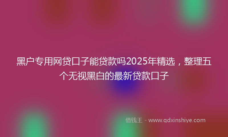 黑户专用网贷口子能贷款吗2025年精选，整理五个无视黑白的最新贷款口子