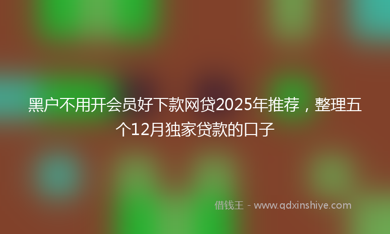 黑户不用开会员好下款网贷2025年推荐，整理五个12月独家贷款的口子