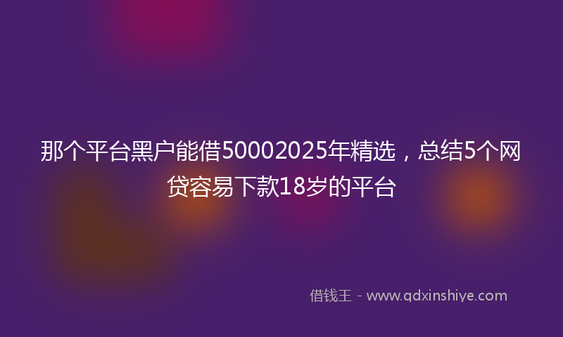 那个平台黑户能借50002025年精选，总结5个网贷容易下款18岁的平台