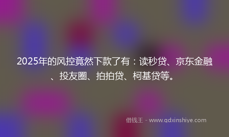 2025年的风控竟然下款了有：读秒贷、京东金融、投友圈、拍拍贷、柯基贷等。