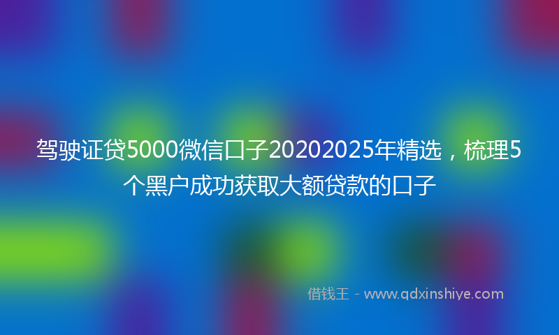 驾驶证贷5000微信口子20202025年精选，梳理5个黑户成功获取大额贷款的口子