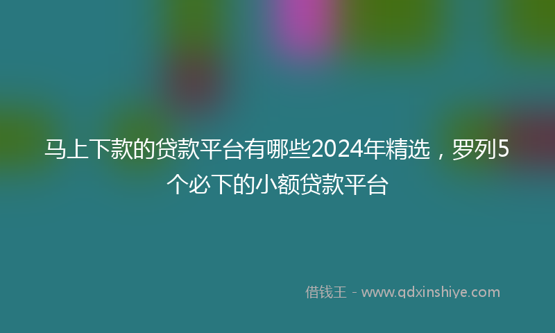 马上下款的贷款平台有哪些2024年精选，罗列5个必下的小额贷款平台