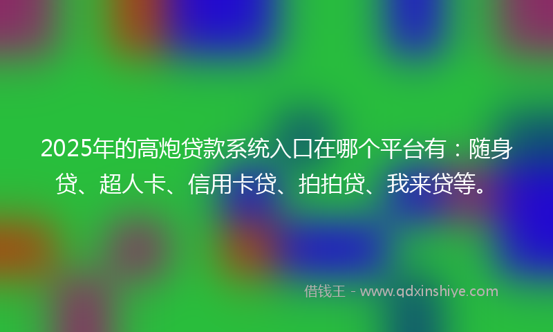 2025年的高炮贷款系统入口在哪个平台有：随身贷、超人卡、信用卡贷、拍拍贷、我来贷等。