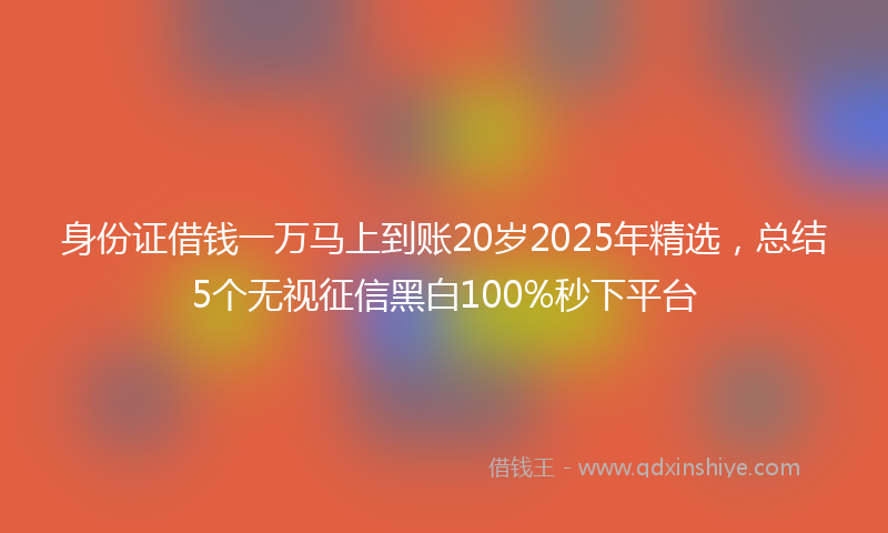 身份证借钱一万马上到账20岁2025年精选，总结5个无视征信黑白100%秒下平台