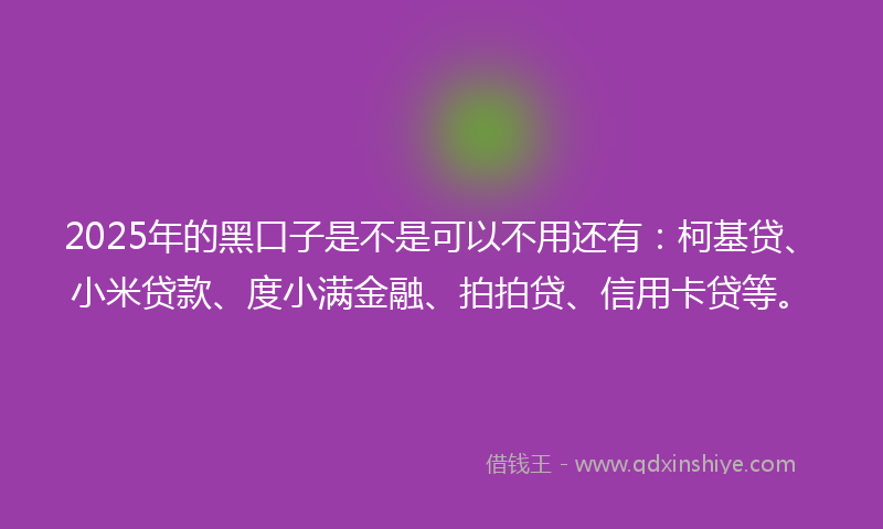 2025年的黑口子是不是可以不用还有：柯基贷、小米贷款、度小满金融、拍拍贷、信用卡贷等。