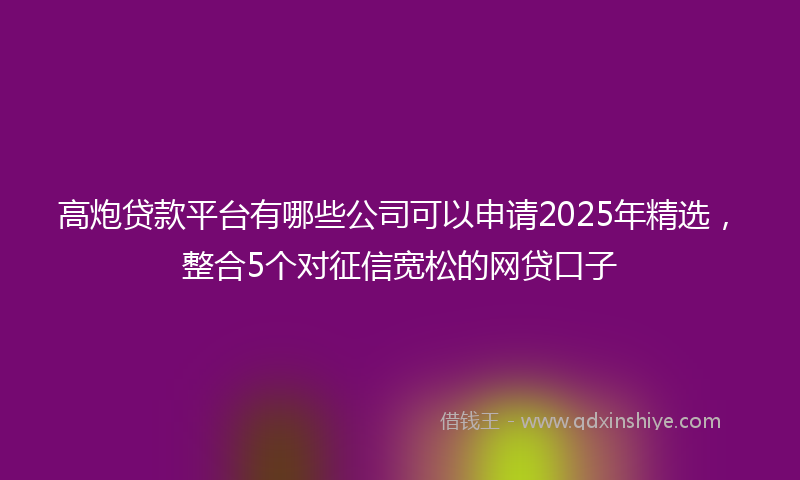 高炮贷款平台有哪些公司可以申请2025年精选，整合5个对征信宽松的网贷口子