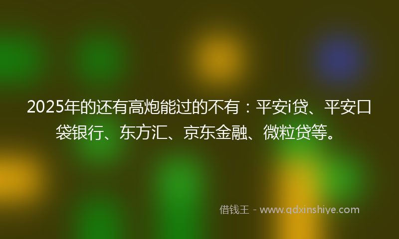 2025年的还有高炮能过的不有：平安i贷、平安口袋银行、东方汇、京东金融、微粒贷等。