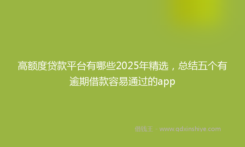 高额度贷款平台有哪些2025年精选，总结五个有逾期借款容易通过的app