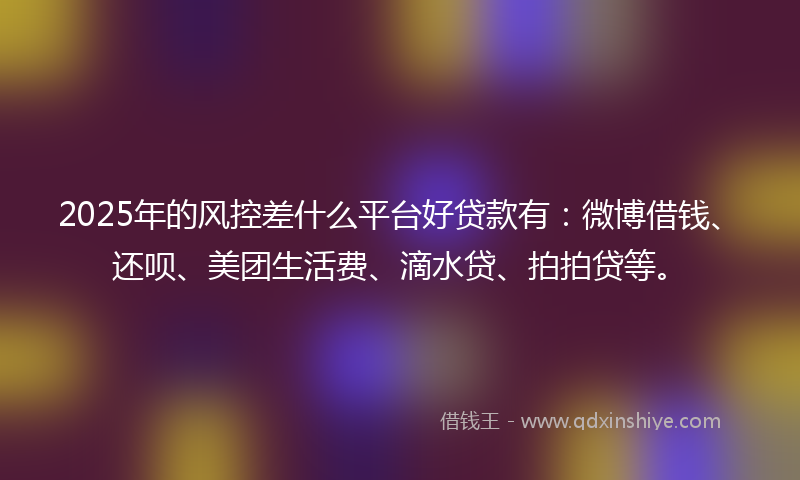 2025年的风控差什么平台好贷款有：微博借钱、还呗、美团生活费、滴水贷、拍拍贷等。
