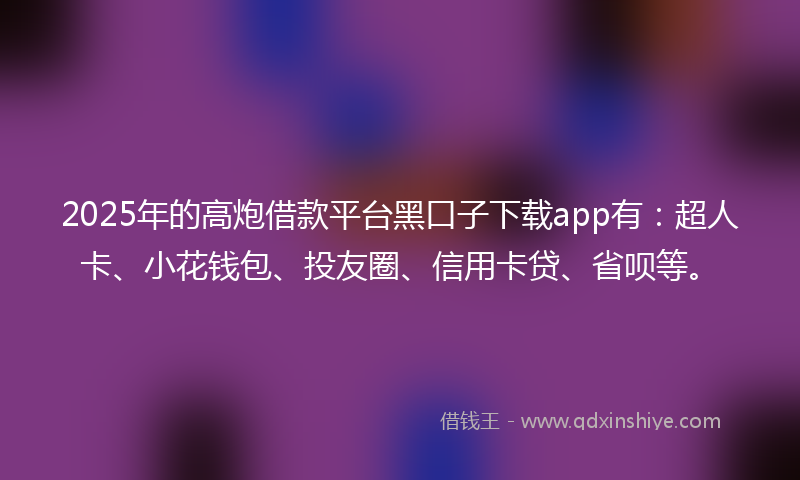 2025年的高炮借款平台黑口子下载app有：超人卡、小花钱包、投友圈、信用卡贷、省呗等。