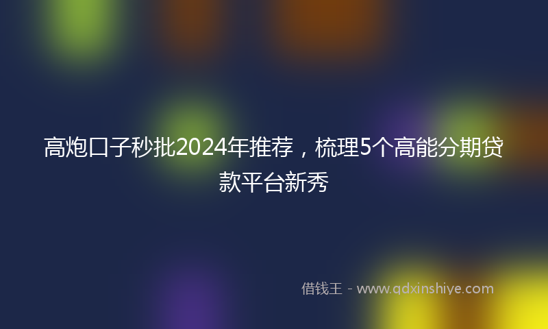 高炮口子秒批2024年推荐，梳理5个高能分期贷款平台新秀