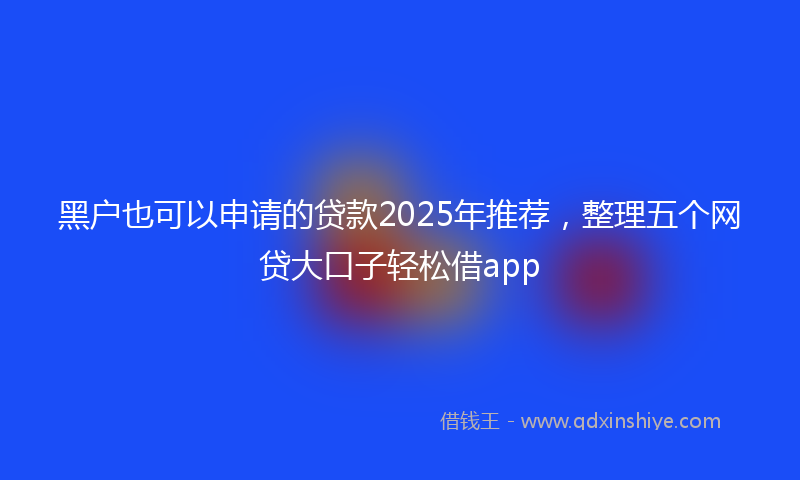黑户也可以申请的贷款2025年推荐，整理五个网贷大口子轻松借app