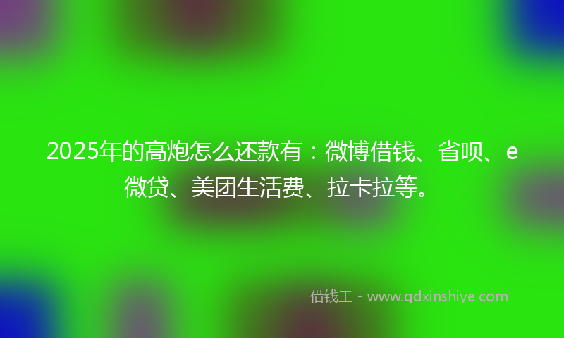2025年的高炮怎么还款有：微博借钱、省呗、e微贷、美团生活费、拉卡拉等。