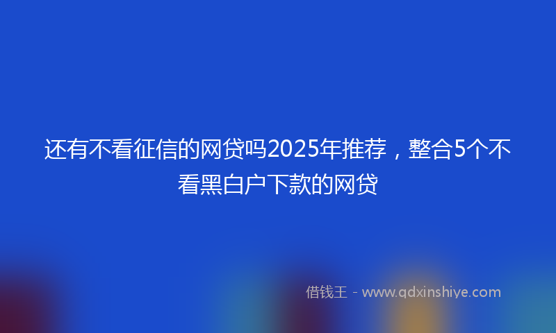 还有不看征信的网贷吗2025年推荐，整合5个不看黑白户下款的网贷