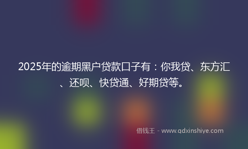 2025年的逾期黑户贷款口子有：你我贷、东方汇、还呗、快贷通、好期贷等。
