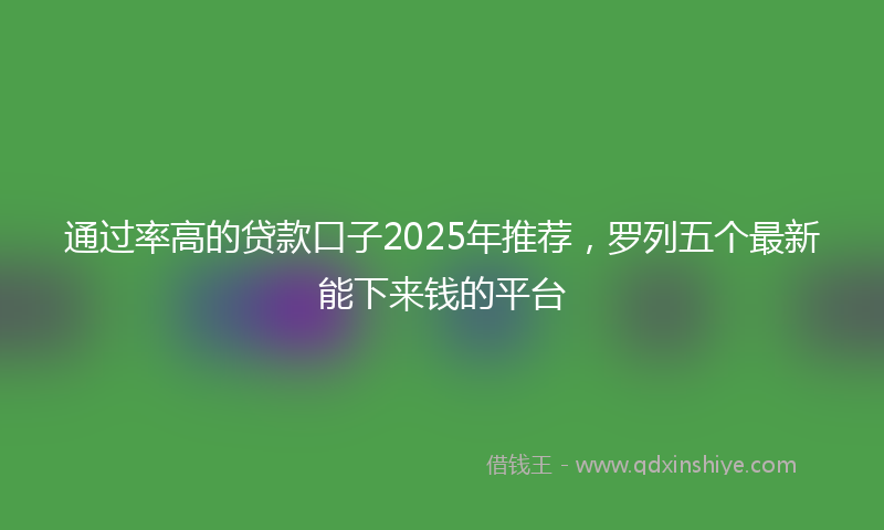 通过率高的贷款口子2025年推荐，罗列五个最新能下来钱的平台